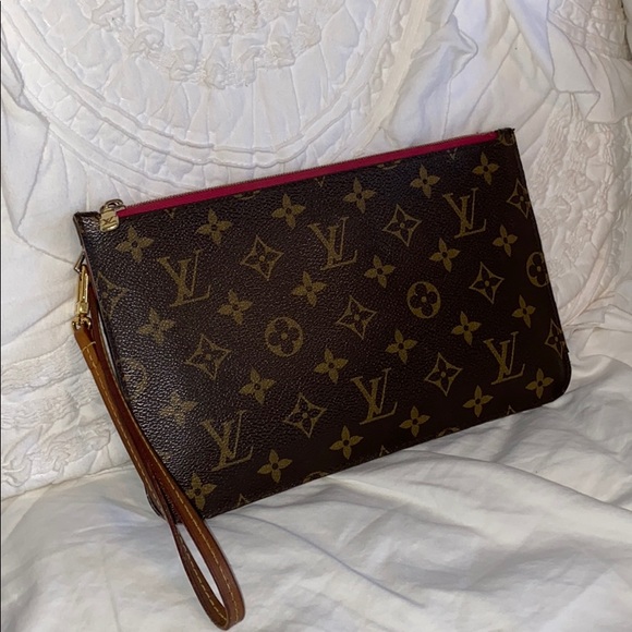 Louis Vuitton Handbags - Louis Vuitton Monogram Wristlet with Burgundy Trim